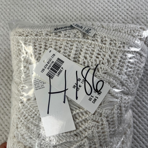 Abercrombie & Fitch Crochet Mini Dress Cream White Long Sleeve Petite Large NWT - Picture 10 of 10
